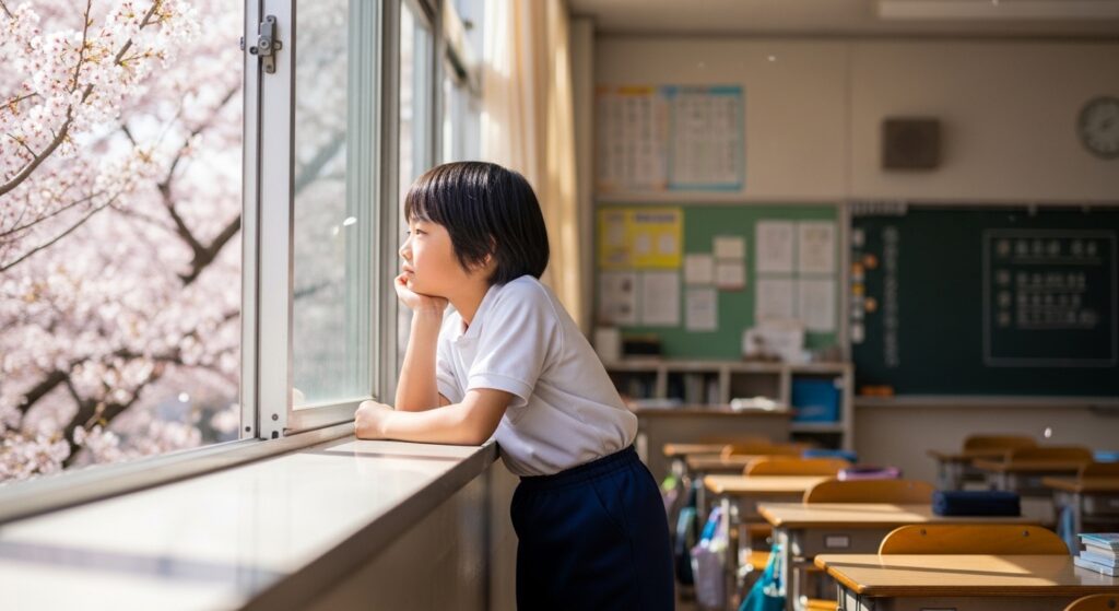 外を見ている子供