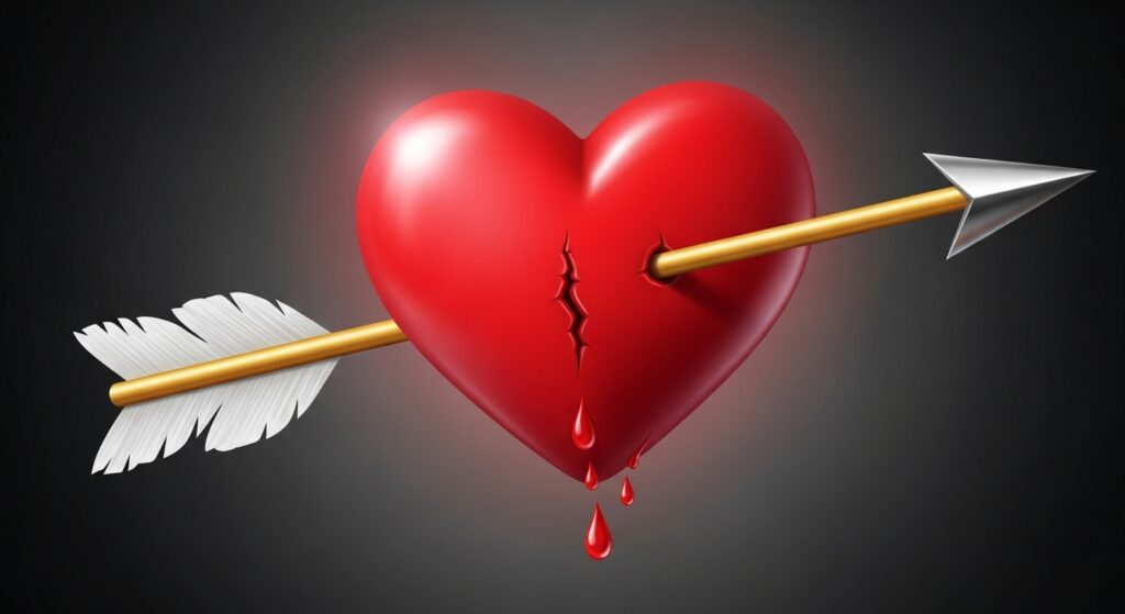 ハートに矢が刺さっている