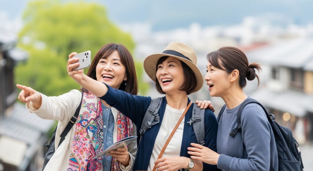 旅行を楽しむ女性