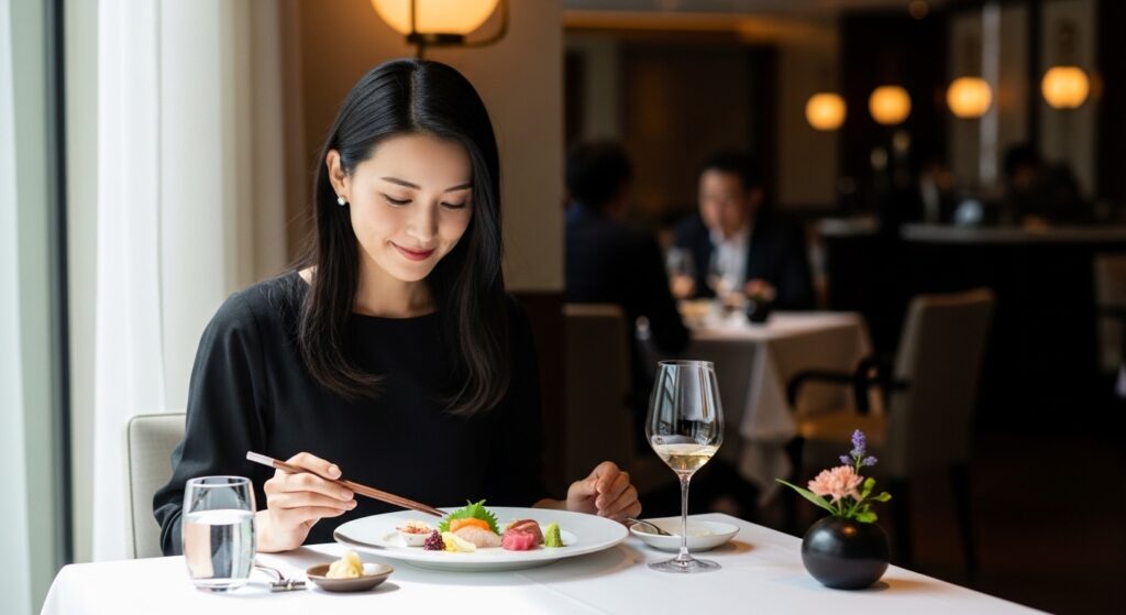 食事をする女性