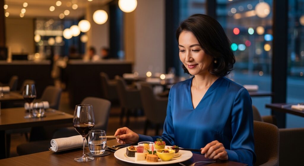 食事を楽しむ女性