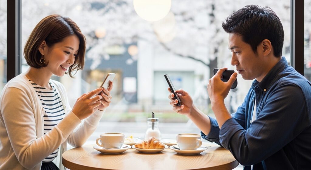 スマホをするカップル