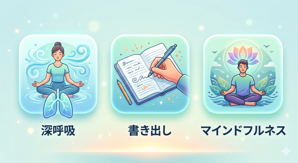 深呼吸・書き出し・マインドフルネス