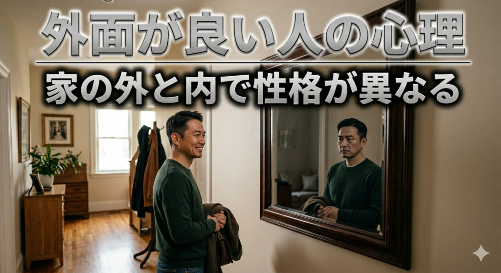 鏡を見る男性
