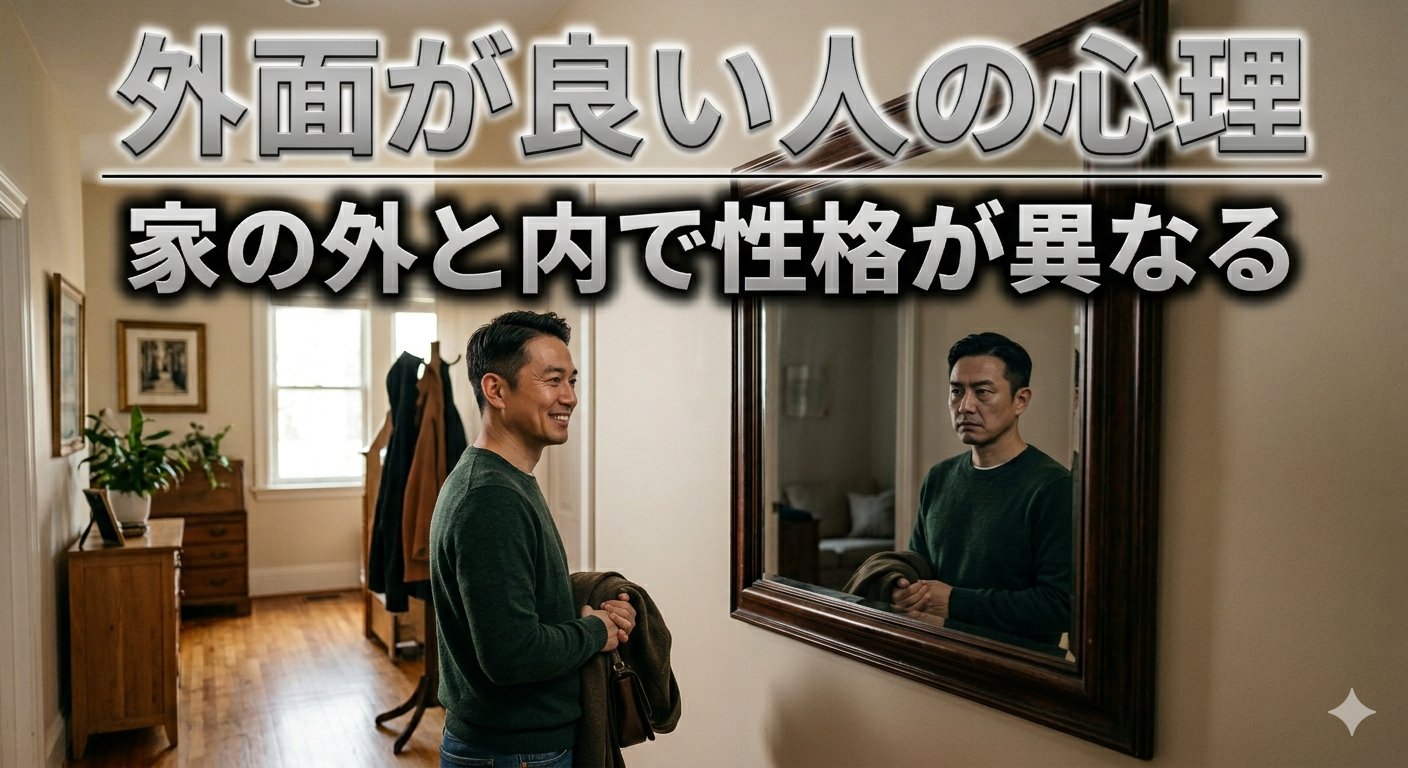 鏡を見る男性