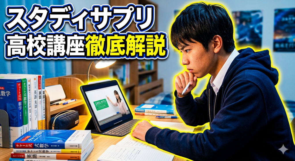 タブレットで勉強する高校生