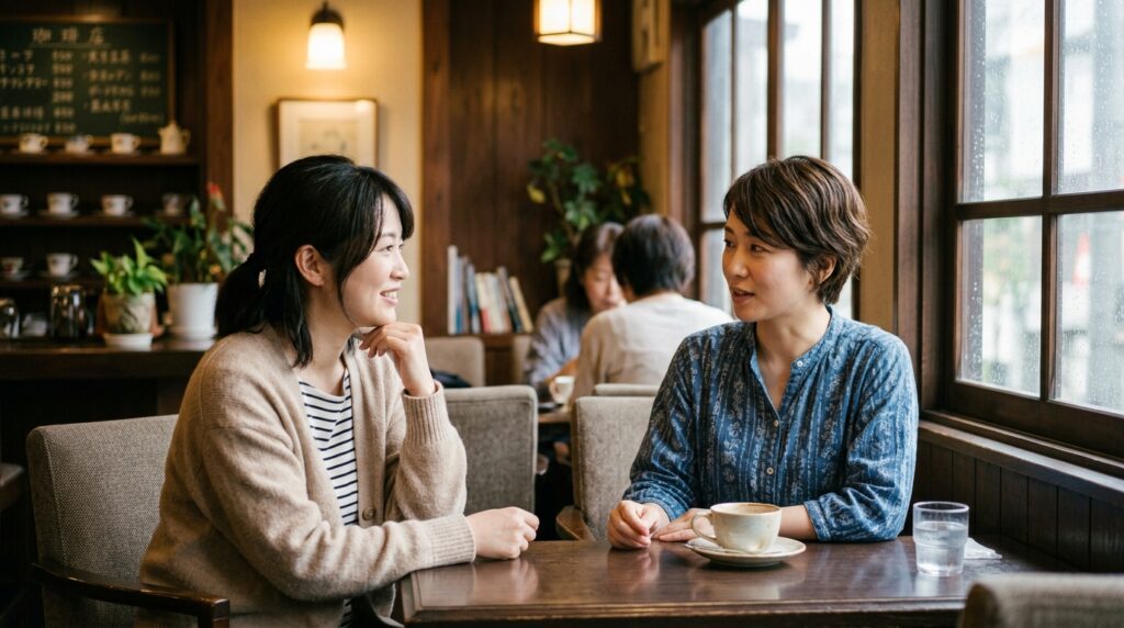 話している女性