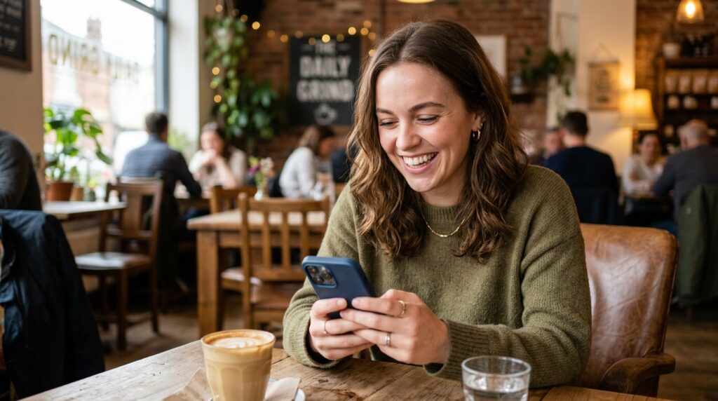 スマホを見る女性