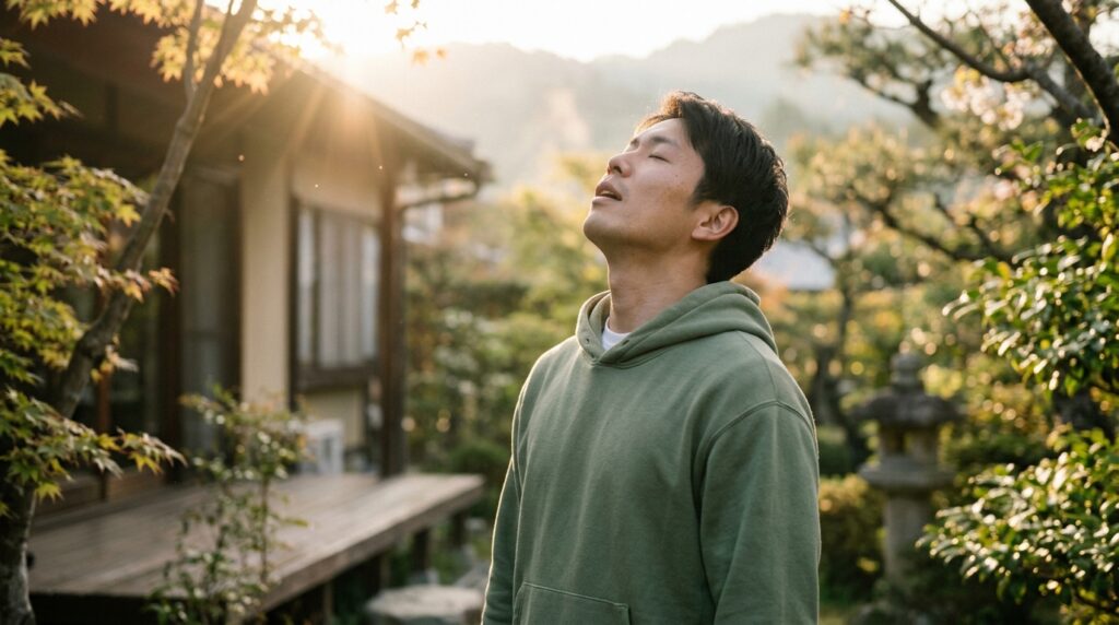 深呼吸する人