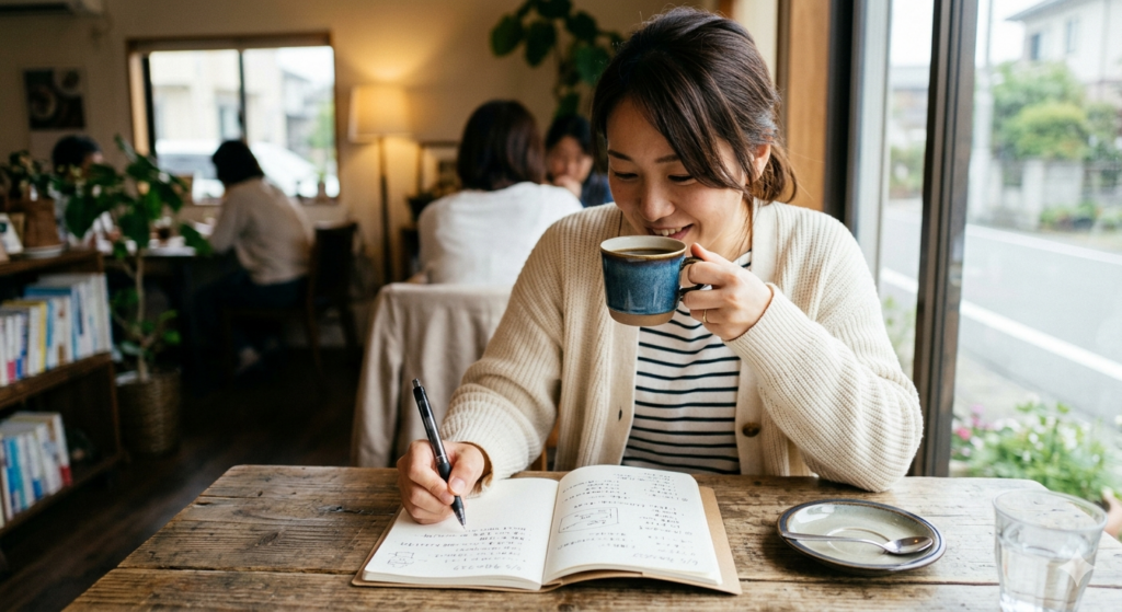 ノートに書く女性