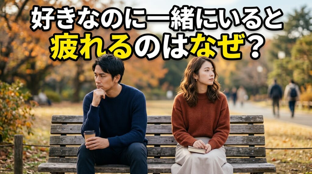 ベンチにすわるカップル